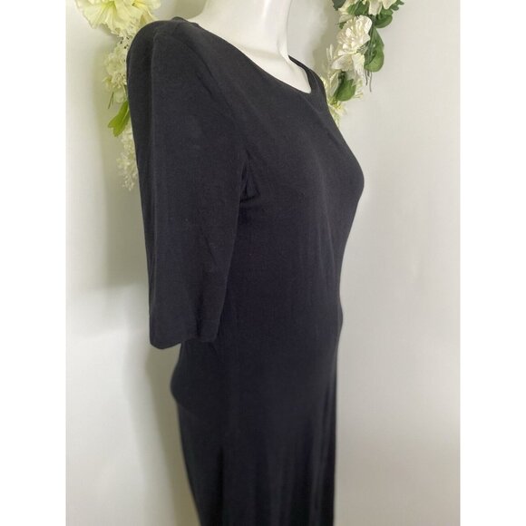 Diane Von Furstenberg Women Scoop Neck Short Sleeve Midi Dress Black Size Large - Picture 3 of 16